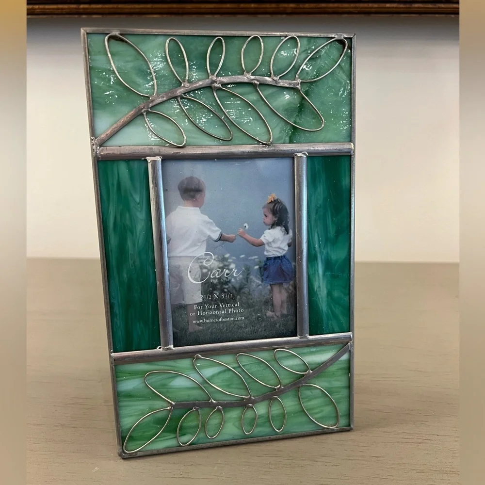 Carr Stain Glass Picture Frame 2000 Vintage Boho Craftsman Cottage 2.5x3.5 Photo
